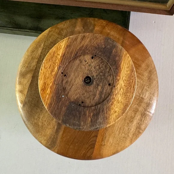 Vintage Turned Wooden Decorative Footed Bowl Compote Inlaid Aztec Marquetry - Picture 10 of 16